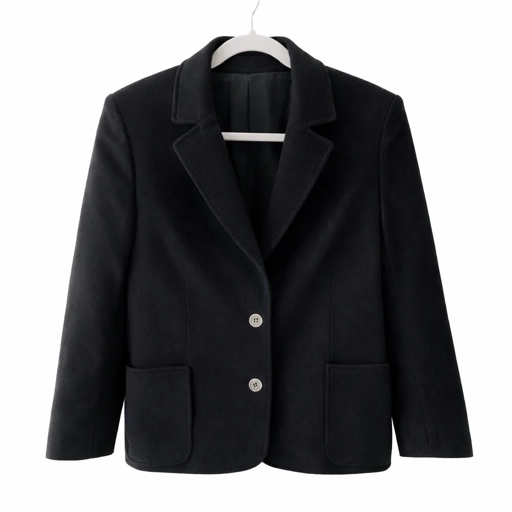 Celine Black Wool Cashmere Blend Blazer Minimalist Tailored Jacket S